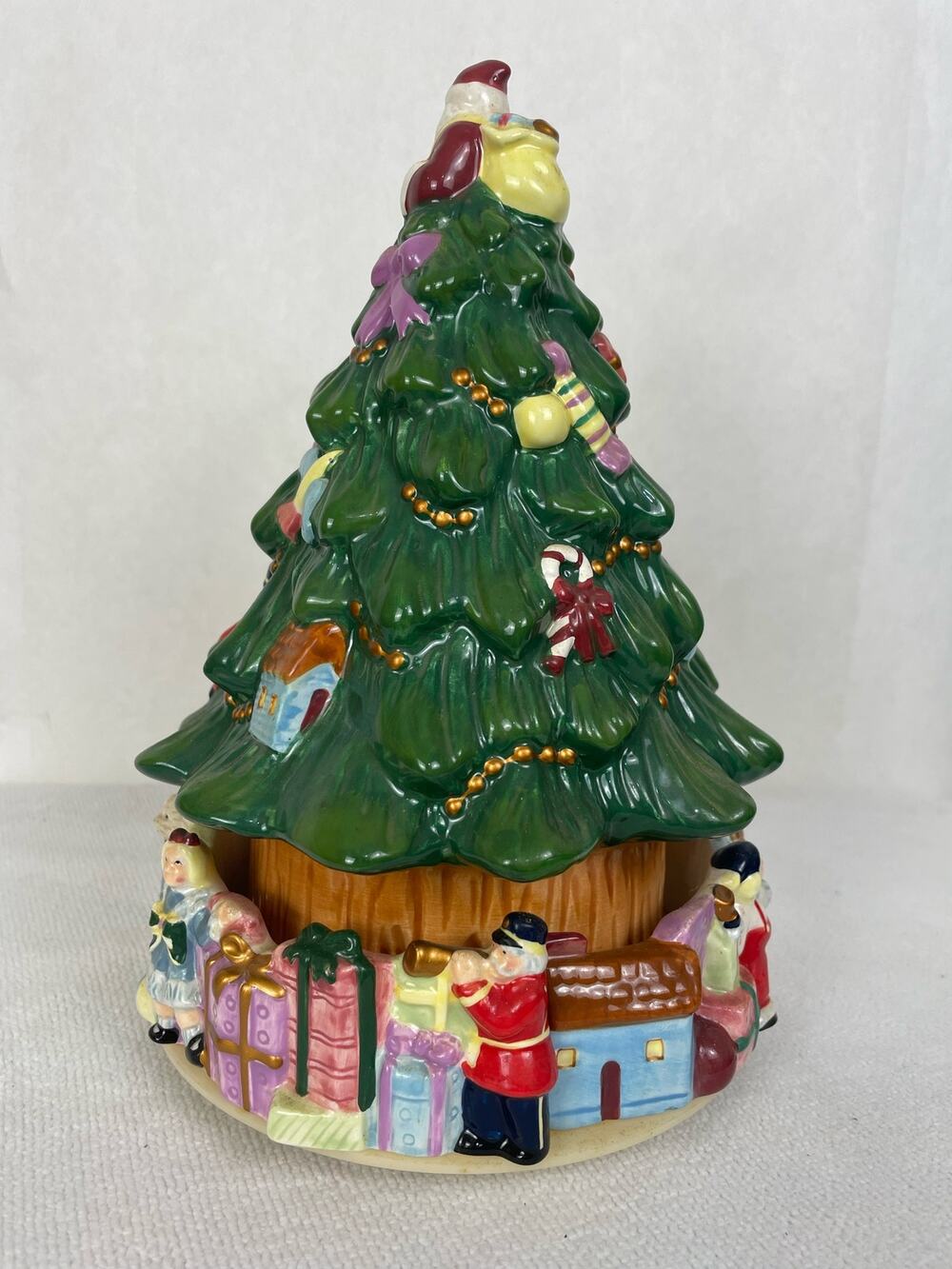 Spode Hand Painted Christmas Tree Spinning Bottom Music Box